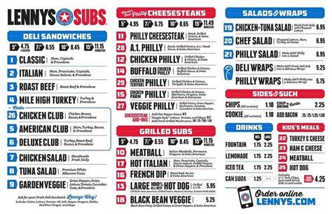 lennys subs|lenny's sub menu and prices.